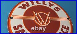 Vintage Willys Jeep Vehicles Sign Army Gas Pump Porcelain Sign