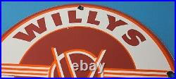 Vintage Willys Jeep Vehicles Sign Army Gas Pump Porcelain Sign