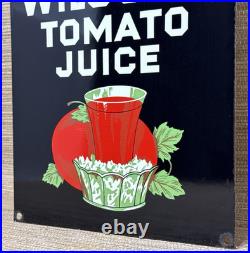 Vintage Wilson's Tomato Juice Porcelain Sign Fast Food Gas Station Grocery Store