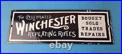 Vintage Winchester Porcelain Sales Repeating Rifles Ammo Gun Gas Pump Plate Sign