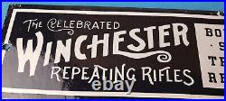 Vintage Winchester Porcelain Sales Repeating Rifles Ammo Gun Gas Pump Plate Sign