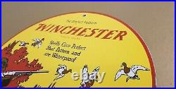 Vintage Winchester Porcelain Shot Gun Shells & Ammo Advertising Gas Service Sign
