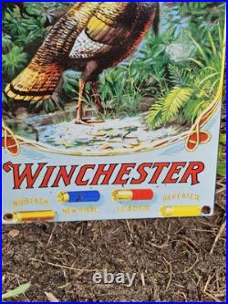 Vintage Winchester Porcelain Sign Old Firearm Gun Rifle Ammo Ammunition 12 X 8 Vintage Winchester Porcelain Sign Old Firearm Gun Rifle Ammo Ammunition 12 X 8