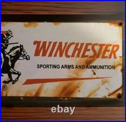 Vintage Winchester Porcelain Sign Ranger Smokeless Smith Wesson Colt Hunting USA