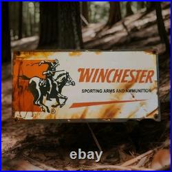 Vintage Winchester Porcelain Sign Ranger Smokeless Smith Wesson Colt Hunting USA