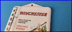 Vintage Winchester Porcelain Sign Rifles Gas Pump Ad Thermometer Sign
