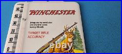 Vintage Winchester Porcelain Sign Rifles Gas Pump Ad Thermometer Sign