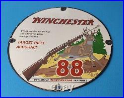 Vintage Winchester Porcelain Target Rifle Deer Gun Ammo Gas Station Pump Sign