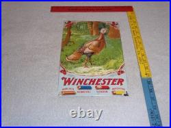 Vintage Winchester Shotgun Shells Turkey Hunting 1' Porcelain Metal Gas Oil Sign Vintage Winchester Shotgun Shells Turkey Hunting 1' Porcelain Metal Gas Oil Sign