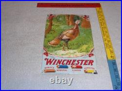 Vintage Winchester Shotgun Shells Turkey Hunting 1' Porcelain Metal Gas Oil Sign Vintage Winchester Shotgun Shells Turkey Hunting 1' Porcelain Metal Gas Oil Sign