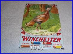 Vintage Winchester Shotgun Shells Turkey Hunting 1' Porcelain Metal Gas Oil Sign Vintage Winchester Shotgun Shells Turkey Hunting 1' Porcelain Metal Gas Oil Sign