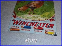 Vintage Winchester Shotgun Shells Turkey Hunting 1' Porcelain Metal Gas Oil Sign Vintage Winchester Shotgun Shells Turkey Hunting 1' Porcelain Metal Gas Oil Sign