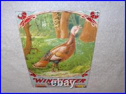 Vintage Winchester Shotgun Shells Turkey Hunting 1' Porcelain Metal Gas Oil Sign Vintage Winchester Shotgun Shells Turkey Hunting 1' Porcelain Metal Gas Oil Sign