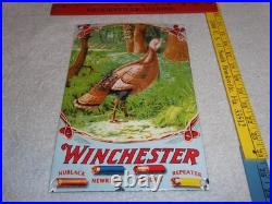 Vintage Winchester Shotgun Shells Turkey Hunting 1' Porcelain Metal Gas Oil Sign