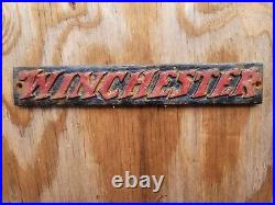 Vintage Winchester Sign Firearm Ammunition Gun Shotgun Hunting Rifle Oil Garage