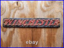 Vintage Winchester Sign Firearm Ammunition Gun Shotgun Hunting Rifle Oil Garage