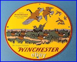 Vintage Winchester Sign Porcelain Firearms Shot Gun Hunting Gas Oil Pump Sign