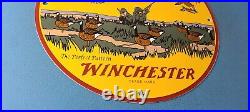 Vintage Winchester Sign Porcelain Firearms Shot Gun Hunting Gas Oil Pump Sign