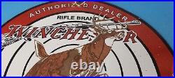 Vintage Winchester Sign Rifles & Shotguns Firearms Gas Pump Porcelain Sign