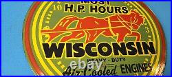 Vintage Wisconsin Engines Porcelain Gasoline Service Station Horsepower Sign