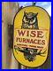 Vintage-Wise-Furnaces-Porcelain-Sign-Oil-Old-Owl-Gas-Station-Akron-Ohio-Flange-01-pc