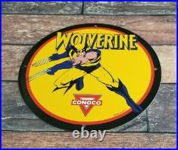 Vintage Wolverine X-men Porcelain Conoco Gasoline Service Station Superhero Sign