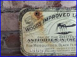 Vintage Wood's Improved Lollacapop Antidote Porcelain Medicine Sign 5.5 X 10.5