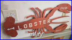 Vintage Wooden Lobster Advertising Sign 34 X 17 New England/Cape Cod