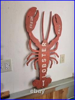 Vintage Wooden Lobster Advertising Sign 34 X 17 New England/Cape Cod