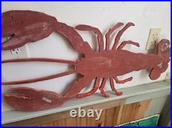 Vintage Wooden Lobster Advertising Sign 34 X 17 New England/Cape Cod