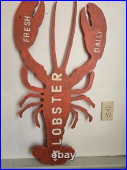 Vintage Wooden Lobster Advertising Sign 34 X 17 New England/Cape Cod