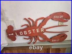Vintage Wooden Lobster Advertising Sign 34 X 17 New England/Cape Cod