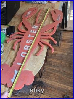 Vintage Wooden Lobster Advertising Sign 34 X 17 New England/Cape Cod