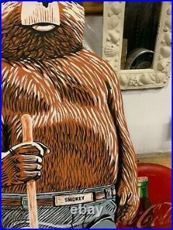 Vintage Wooden Smokey The Bear Sign LARGE GAS OIL SODA COLA