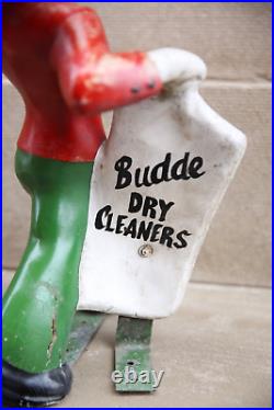 Vintage Workwear Mannequin Sign Statue Advertising Budde Dry Cleaners clothing