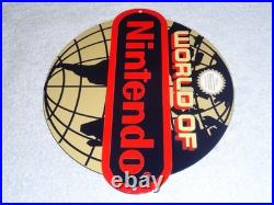Vintage World Of Nintendo 12 Metal Mario Brothers Nes 64 Snes Gasoline Oil Sign