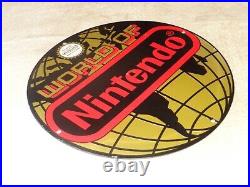 Vintage World Of Nintendo Original Nes 11 3/4 Porcelain Metal Mario System Sign