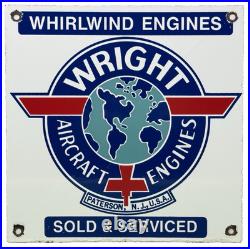 Vintage Wright Aircraft Engines Porcelain Sign Gas Oil Aviation Sales Service