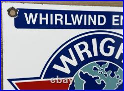 Vintage Wright Aircraft Engines Porcelain Sign Gas Oil Aviation Sales Service