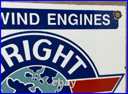 Vintage Wright Aircraft Engines Porcelain Sign Gas Oil Aviation Sales Service