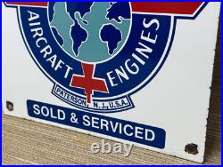 Vintage Wright Aircraft Engines Porcelain Sign Gas Oil Aviation Sales Service