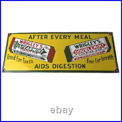 Vintage Wrigley Chewing Gum Sign Porcelain Spearmint Advertising Gas Pump Sign