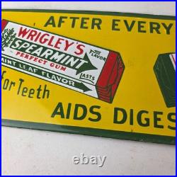 Vintage Wrigley Chewing Gum Sign Porcelain Spearmint Advertising Gas Pump Sign