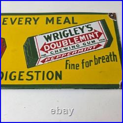 Vintage Wrigley Chewing Gum Sign Porcelain Spearmint Advertising Gas Pump Sign Vintage Wrigley Chewing Gum Sign Porcelain Spearmint Advertising Gas Pump Sign