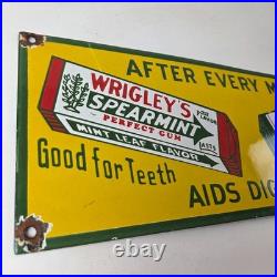 Vintage Wrigley Chewing Gum Sign Porcelain Spearmint Advertising Gas Pump Sign Vintage Wrigley Chewing Gum Sign Porcelain Spearmint Advertising Gas Pump Sign