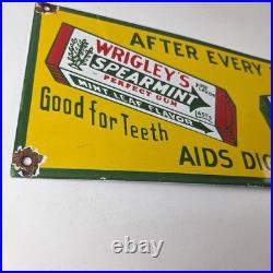 Vintage Wrigley Chewing Gum Sign Porcelain Spearmint Advertising Gas Pump Sign Vintage Wrigley Chewing Gum Sign Porcelain Spearmint Advertising Gas Pump Sign