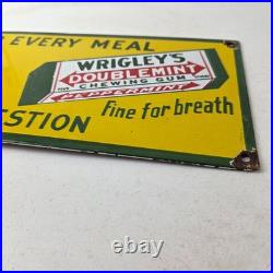 Vintage Wrigley Chewing Gum Sign Porcelain Spearmint Advertising Gas Pump Sign