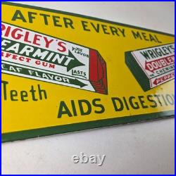 Vintage Wrigley Chewing Gum Sign Porcelain Spearmint Advertising Gas Pump Sign