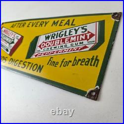 Vintage Wrigley Chewing Gum Sign Porcelain Spearmint Advertising Gas Pump Sign Vintage Wrigley Chewing Gum Sign Porcelain Spearmint Advertising Gas Pump Sign