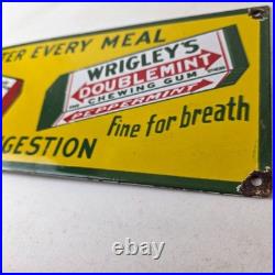 Vintage Wrigley Chewing Gum Sign Porcelain Spearmint Advertising Gas Pump Sign